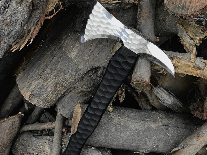 Customised Handmade Axe Hatchet HandForged mirror polish Carbon steel blade Wooden handle with leather sheath