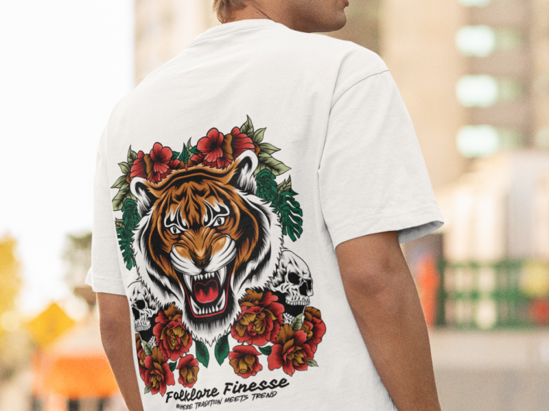 Bloody Tiger Oversized T-shirt Drop Shoulder O-Neck 220GSM For Men