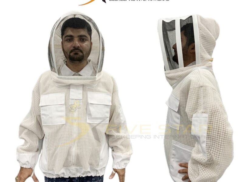 Beekeeping Three Layer Ventilated White Jacket with Fencing Veil