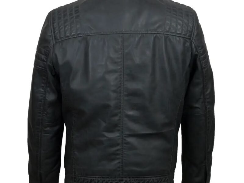 Men New Design 100% Genuine Leather Zipper Fashion Black Stand Collar Motorcycle Jacket