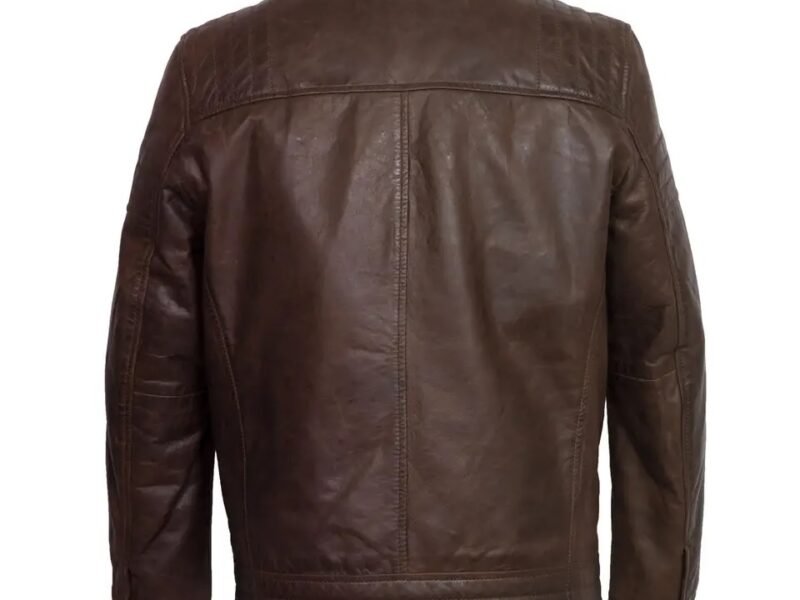 Men New Design 100% Genuine Leather Zipper Fashion Black Stand Collar Motorcycle Jacket