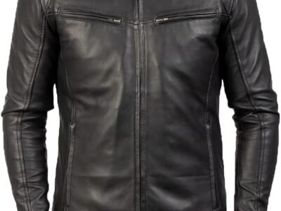 Trendy Men's Genuine Sheep Skin Leather Biker Jacket Real Motorcycle Jacket for Men