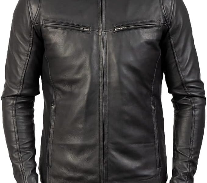 Trendy Men's Genuine Sheep Skin Leather Biker Jacket Real Motorcycle Jacket for Men