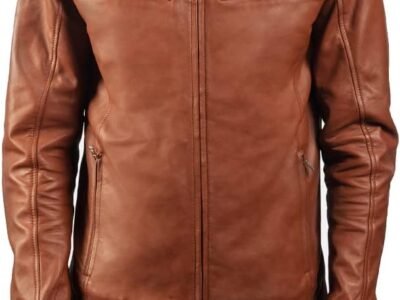 Trendy Men's Genuine Sheep Skin Leather Biker Jacket Real Motorcycle Jacket for Men