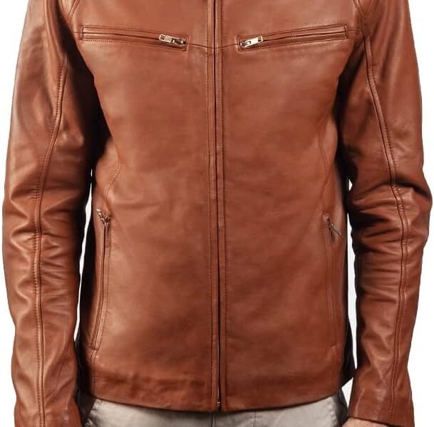 Trendy Men's Genuine Sheep Skin Leather Biker Jacket Real Motorcycle Jacket for Men