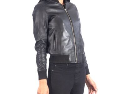 Women's Stylish Real Leather Motocross Racer Jacket Black Maroon Bomber Genuine Leather Jacket