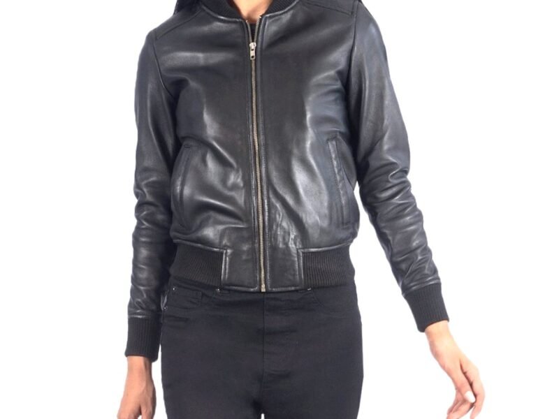 Women's Stylish Real Leather Motocross Racer Jacket Black Maroon Bomber Genuine Leather Jacket