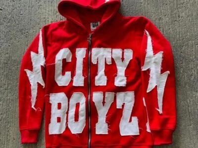 CITY BOYZ ZIPPER HOODIE 400 GSM With Distressed Embroidery Comfortable Fabric