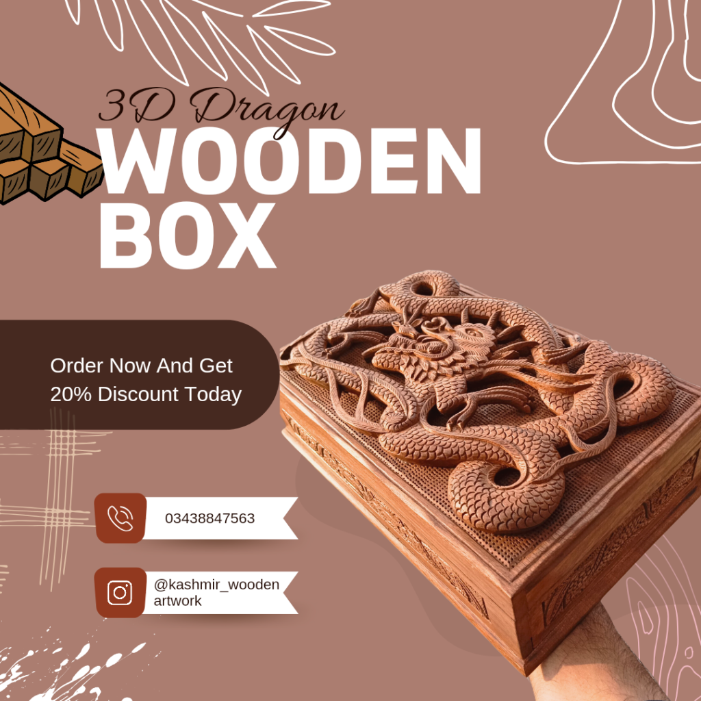 3D Dragon Handmade Wooden Jewellery Box